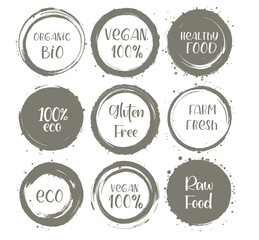 set of vintage labels, Set of grunge circle brush