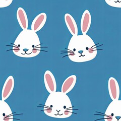 Fototapeta premium Rabbit cartoon face pattern seamless background.