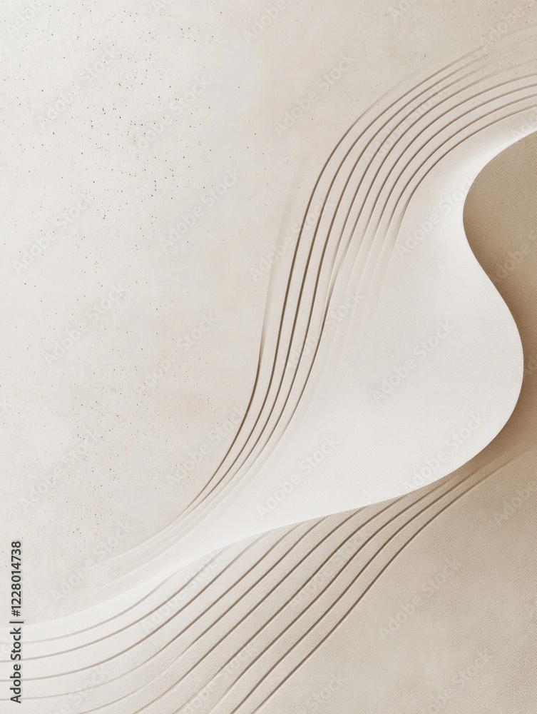 Poster Elegant curves flow gracefully on a textured surface, showcasing minimalist design in a serene environment. Generative AI