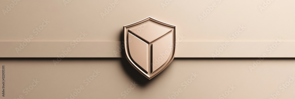 Fototapete unique shield emblem design on a smooth beige background showcasing modern aesthetics and elegant si