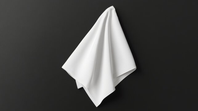 3d white mockup of kitchen towel vector design. Realistic fabric clean and folded handkerchief for restaurant or hotel isolated on transparent background. Dry absorbent cloth cover to hang linen set