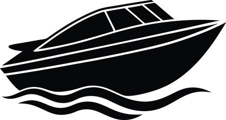 Speedboat silhouette vector illustration