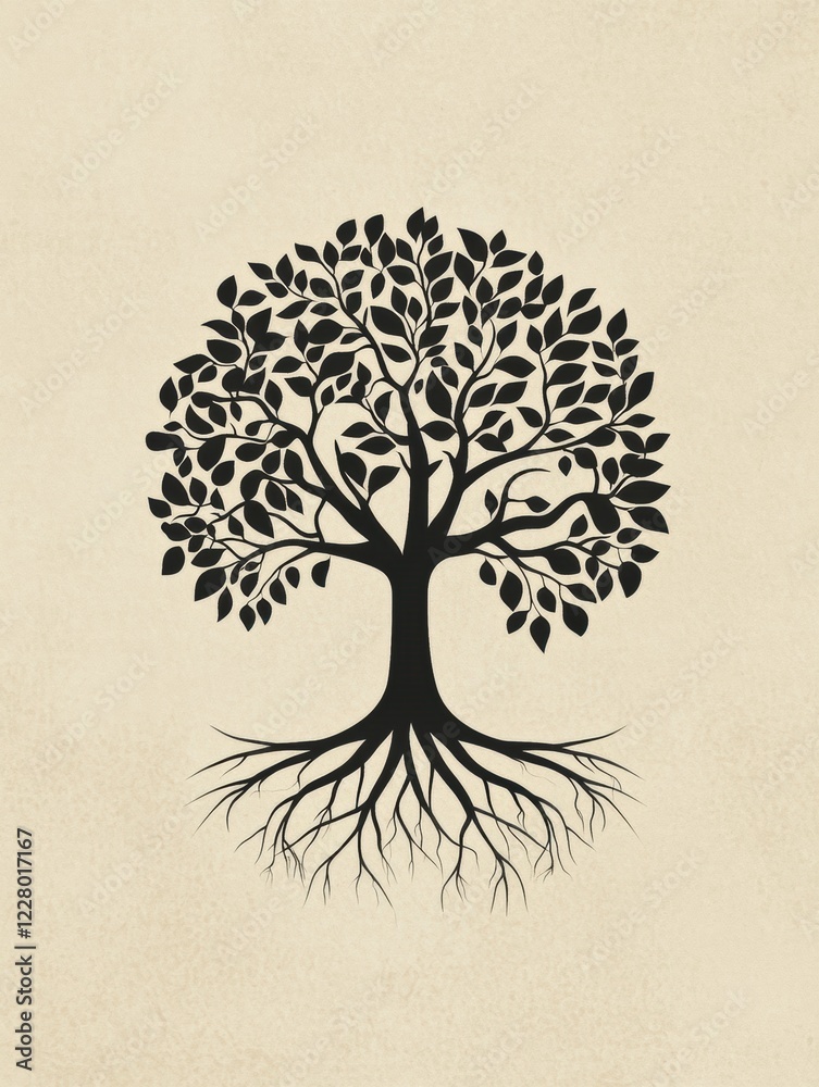 Leinwandbilder intricate representation of a tree of life showcasing its deep roots and vibrant foliage. generative