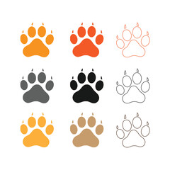 Different animal paw print vector illustrations