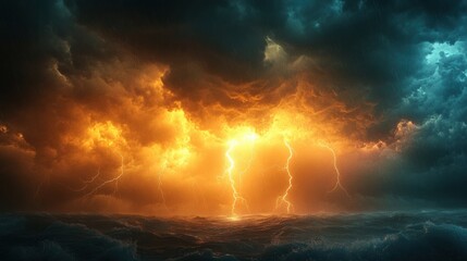 Powerful thunderstorm over the ocean dramatic seascape nature photography atmospheric view