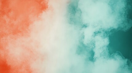 Fototapeta premium Abstract Coral And Teal Smoke Clouds Background