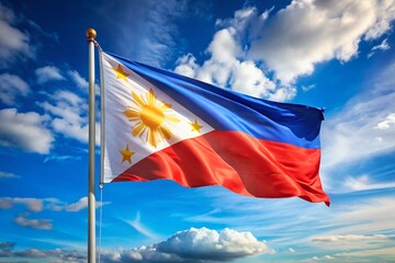 Majestic Philippine Flag Soaring High in Azure Skies - Perfect for Patriotism & Independence Day