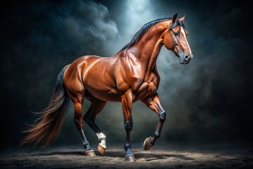 Obraz premium Majestic Quarter Horse Posing in Low Light, Dramatic Equestrian Photography