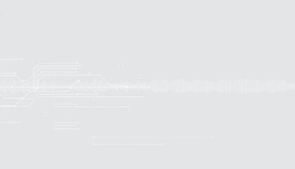 Obraz premium Technology background, minimalist background, sound waves, electronic circuit, abstract background, grey background.