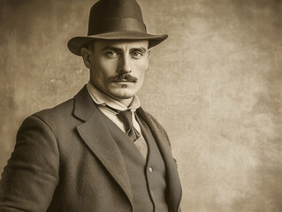 man in a hat retro style