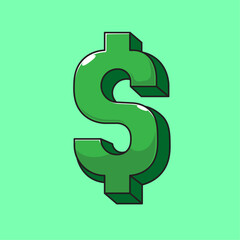 Dollar sign illustration cartoon vector icon mascot symbol with flat style concept design