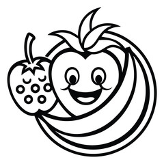 An elegant logo design for a fruit company, incorporating a single fruit icon with intricate line art details to convey organic quality and sophistication.