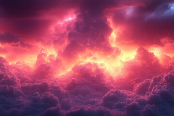 Fototapeta premium Breathtaking celestial event over colorful clouds nature digital ethereal environment aerial view