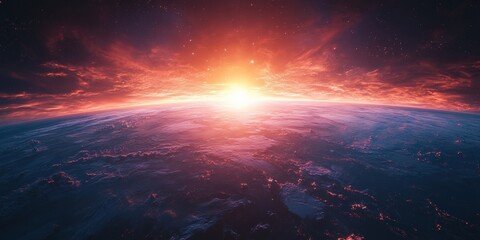 Fototapeta premium Dawn of a new era planet earth from space digital art cosmic landscape serenity