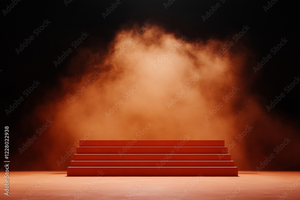 Aufkleber dynamic stadium stage design modern red-stepped platform with ambient light - professional event pro