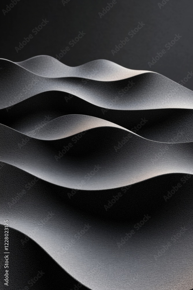 Poster curved minimalist texture display sleek black surface with undulating wave pattern - modern design a