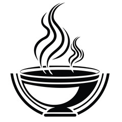 A stylish and artistic restaurant logo, featuring a circular plate with a fork and spoon in a balanced composition, symbolizing delicious meals and high-quality service.