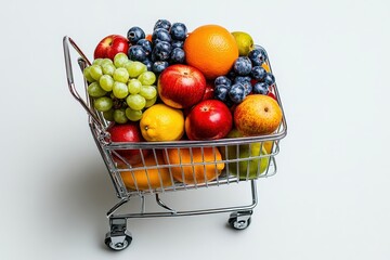 Fresh Fruit Cart on Clean White Background