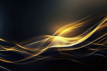 Elegant Black and Gold Abstract Fluid Waves with Shimmering Metallic Texture for Luxury, Modern Glamour, and High-End Design Backgrounds