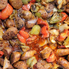 Cooked vegetables, buffet.