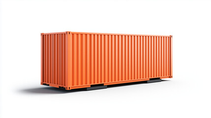 Orange shipping container on white background. Ideal for freight and logistics concepts.