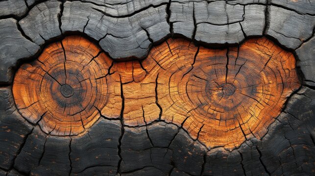 Captivating close-up of charred wood patterns nature photography rustic environment detailed view