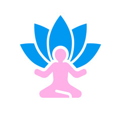 Meditation flat icon. Man in meditation vector illustration