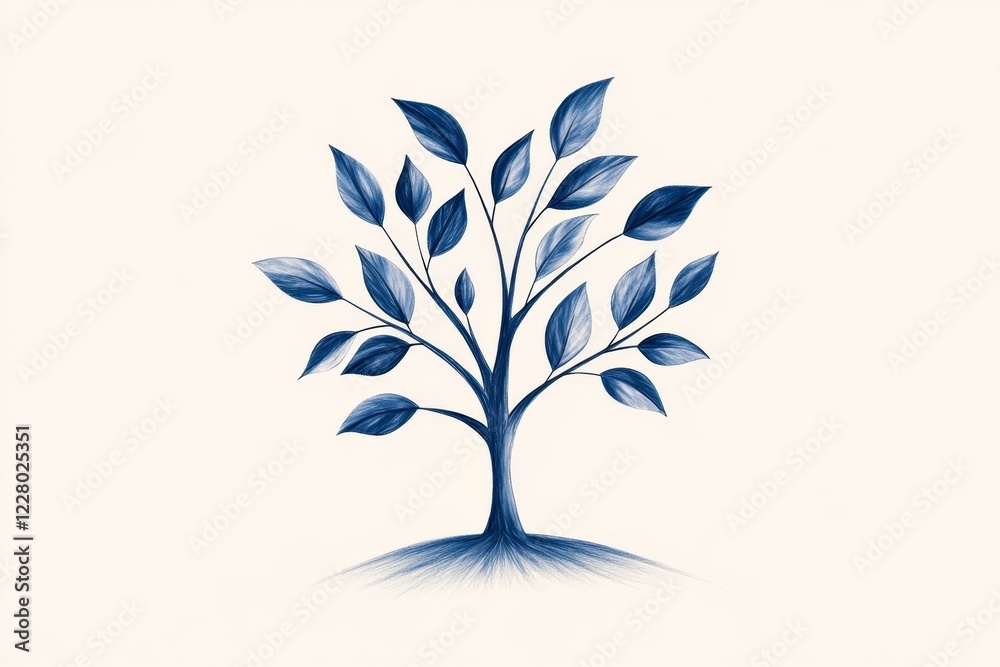 Poster a simple illustration of a tree with sparse, insufficient leaves, symbolizing scarcity, drawn on a w