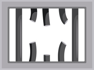 Sawn off metal bars of a prison cell window indicating a successful jail break