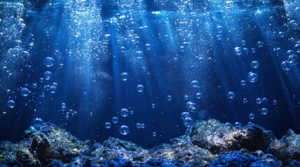 Obraz premium Bubbles rising in clear ocean waters underwater scene nature tranquil environment serene view