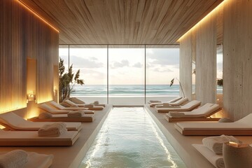 Obraz premium Luxurious Spa Hotel Interior on the Beach with Relaxing Ambience