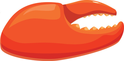 Cartoon illustration of an open red crab claw isolated on white background
