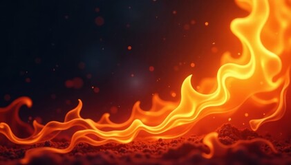 Intense orange and yellow flames licking upward, red, uncontrolled