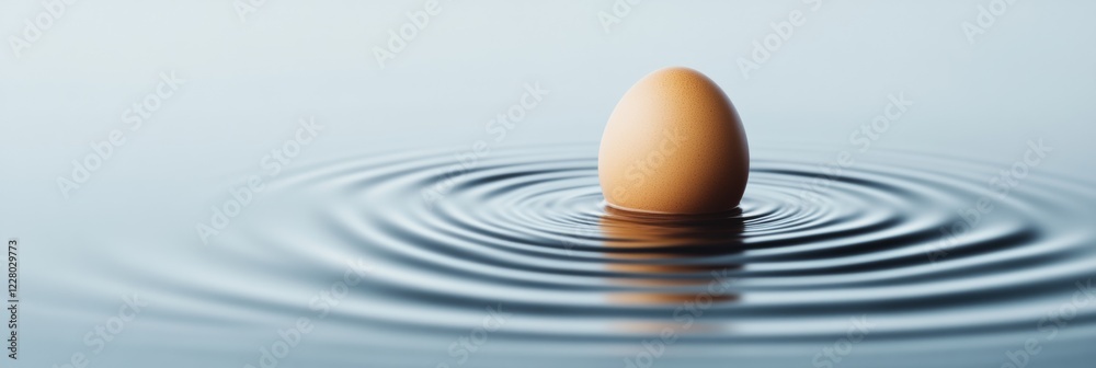 Aufkleber Dreamy Fluid Dynamics Serene Egg in Ripples with Gradient Blue - Artistic Imagery for Tech Aesthetics and Weather Monitoring Content