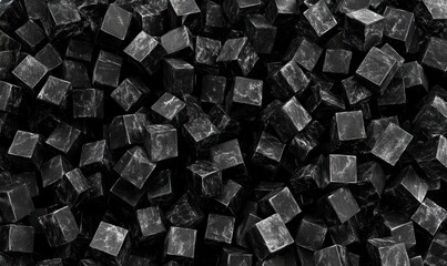 Abstract background of dark stone cubes.