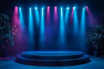 Stylish Dark Blue Podium Stage for Formal Events and Speaking Engagements