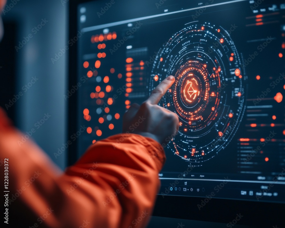 Poster Futuristic Aerospace Interface Digital Control Panel with Rocket Data on High-Resolution Display - Modern Aerospace Software for Precision Engineering and Tech Innovation