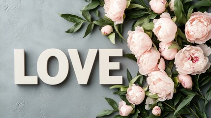 Beautiful pink peonies and green leaves create a stunning arrangement on a neutral background ideal for creative projects