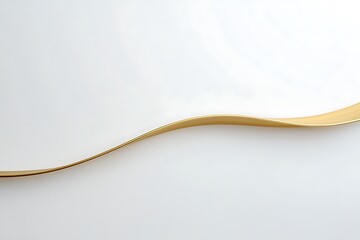 A golden wave flows across a pristine white background