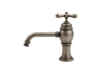 Vintage brass water tap isolated on white background