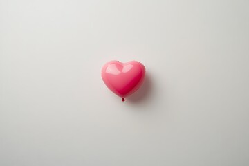 Single pink heart-shaped balloon on white background