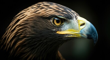 Obraz premium Majestic eagle with piercing eyes and a sharp beak, symbolizing strength