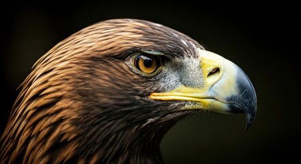 Obraz premium Majestic eagle with striking golden feathers and intense gaze