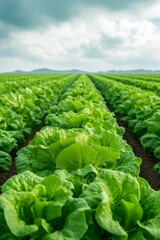 Fototapeta premium Hydroponic Urban Fields Lush Green Rows in Sustainable Farming Landscapes - Innovative Agriculture for Urban Growth and Eco-friendly Solutions