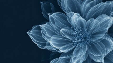 A Dreamy, Ethereal Blue Flower, Delicately Rendered With A Focus On Its Translucent Petals And Intricate Details. The Image Evokes A Sense Of Calm And Serenity.