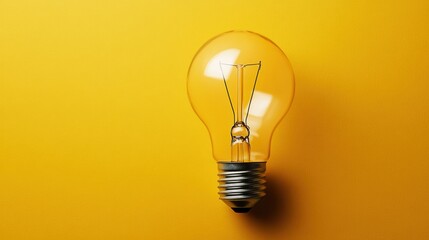 Bright light bulb on a vibrant yellow background illuminating creativity and innovation in design and decor ideas. Generative AI