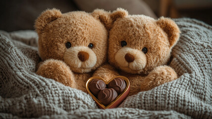 teddy bear with with heart-shaped candy