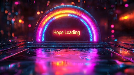 Vibrant Rainbow Progress Bar with Hope Loading Glowing Softly Above