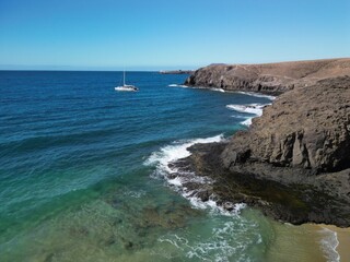 Piękne plaże Lanzarote Papagayo widziane z perspektywy drona