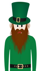 Bearded leprechaun in green suit